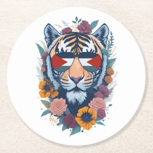 Palestinian tiger - Palestine FLAG - Gift For Pal Round Paper Coaster