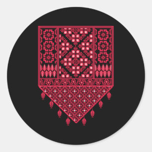 Palestinian Traditional Embroidery Pattern Printed Classic Round Sticker