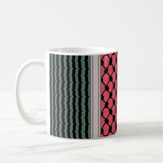 Palestinian watermelon Hatta Keffiyeh Kufiya Folk Coffee Mug (Left)