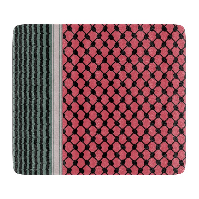 Palestinian watermelon Hatta Keffiyeh Kufiya Folk Cutting Board (Front)