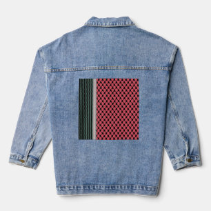 Palestinian watermelon Hatta Keffiyeh Kufiya Folk Denim Jacket