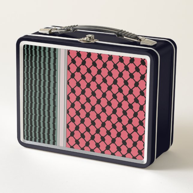 Palestinian watermelon Hatta Keffiyeh Kufiya Folk Metal Lunch Box (Front)