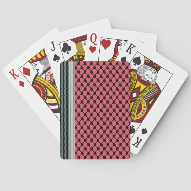 Palestinian watermelon Hatta Keffiyeh Kufiya Folk Playing Cards (Back)
