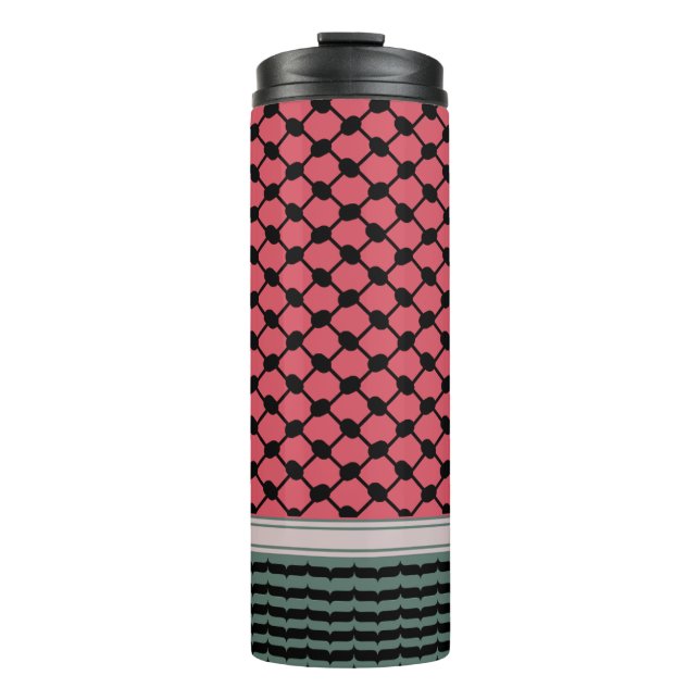 Palestinian watermelon Hatta Keffiyeh Kufiya Folk Thermal Tumbler (Front)
