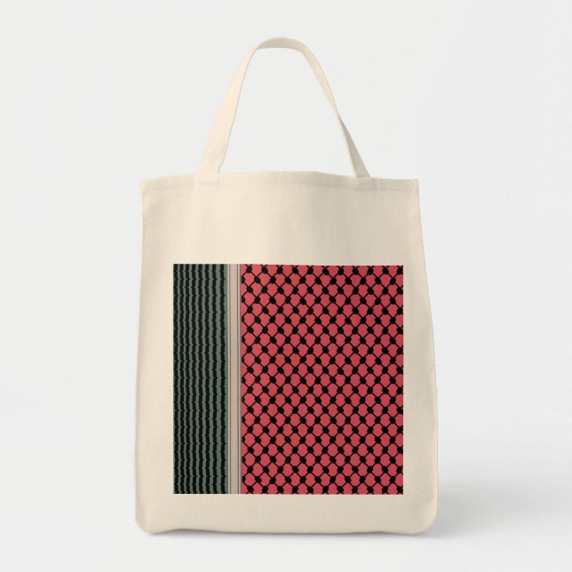 Palestinian watermelon Hatta Keffiyeh Kufiya Folk Tote Bag (Front)