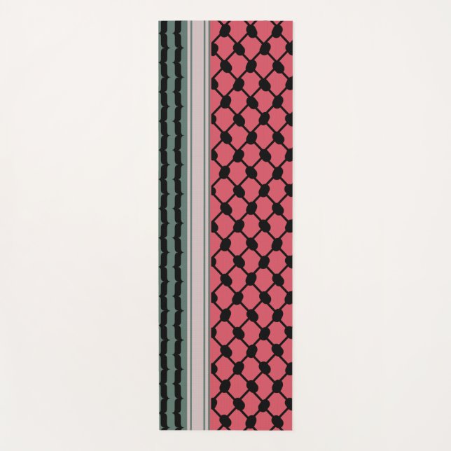 Palestinian watermelon Hatta Keffiyeh Kufiya Folk Yoga Mat (Front)