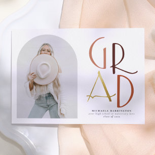 Palette   Boho Arch & Bold Grad Photo Graduation Invitation