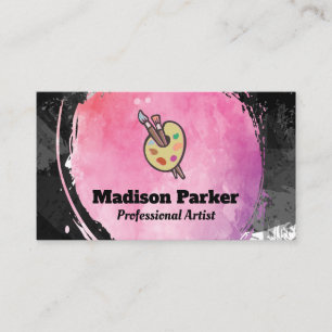 Palette Paint Brushes   Watercolor Business Card