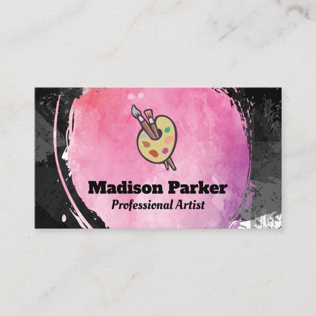 Palette Paint Brushes | Watercolor Business Card (Front)