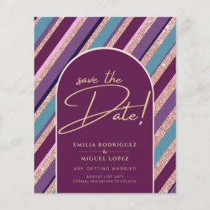 Palette Plum Purple Turquoise Rose Gold Wedding Flyer