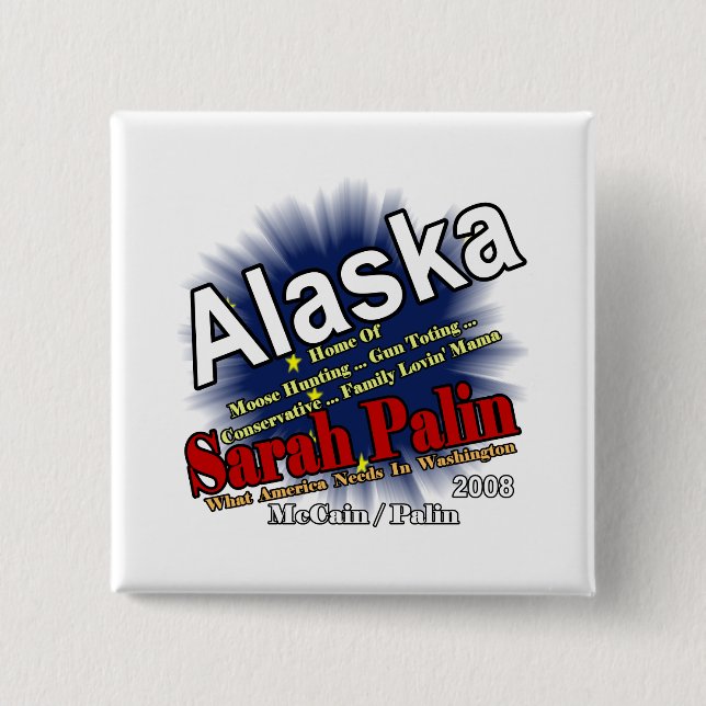 Palin Moose Hunting Mama 15 Cm Square Badge (Front)