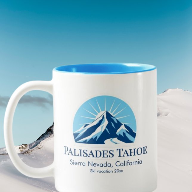 Palisades Tahoe California ski resort souvenir  Two-Tone Coffee Mug (Creator Uploaded)