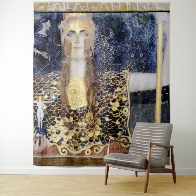 Pallas Athena by Gustav  and George Klimt,Enhanced Tapestry (In Situ)