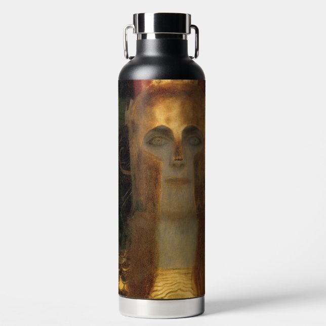 Pallas Athena by Klimt Famous Painting Water Bottle (Front)