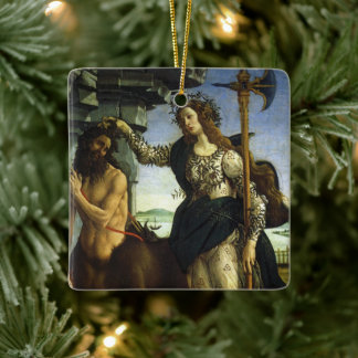 Pallas (Minerva) and Centaur by Sandro Botticelli Ceramic Tree Decoration