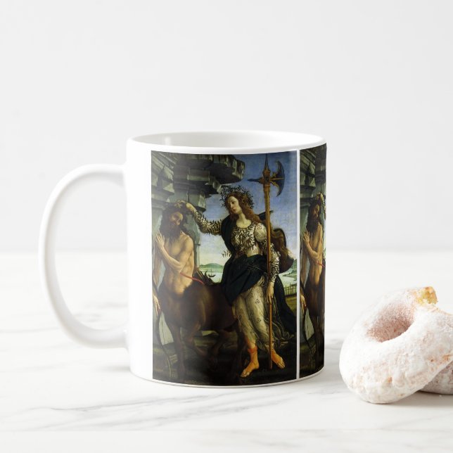 Pallas (Minerva) and Centaur by Sandro Botticelli Coffee Mug (With Donut)