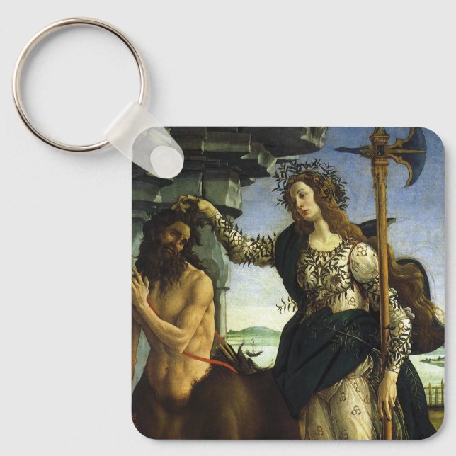 Pallas (Minerva) and Centaur by Sandro Botticelli Key Ring (Front)