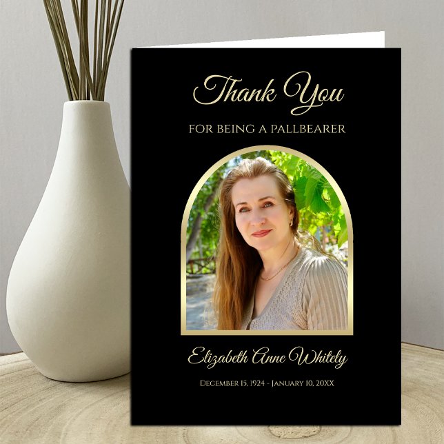 Pallbearer Thank You Card Photo in Arch Black (Creator Uploaded)