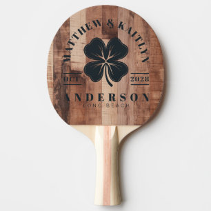 Pallet Wood Board Irish Lucky Clover Wedding Crest Ping Pong Paddle