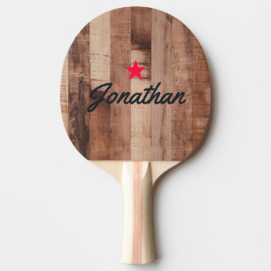 Pallet Wood Board Vintage Star Signature Ping Pong Paddle