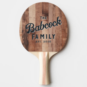 Pallet Wood Boards Retro Family Name & Year Ping Pong Paddle