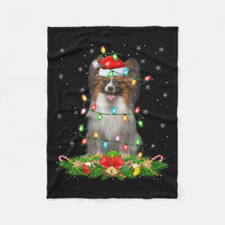 Pallon Dog Christmas Lights Funny Santa Hat Xmas  Fleece Blanket
