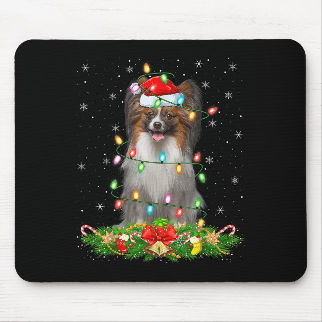 Pallon Dog Christmas Lights Funny Santa Hat Xmas  Mouse Mat (Front)