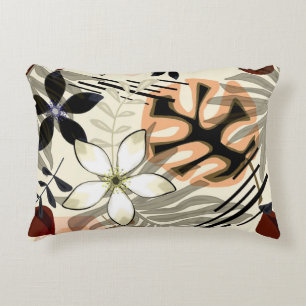 Palm and monstera leaves, tropical decorative cushion