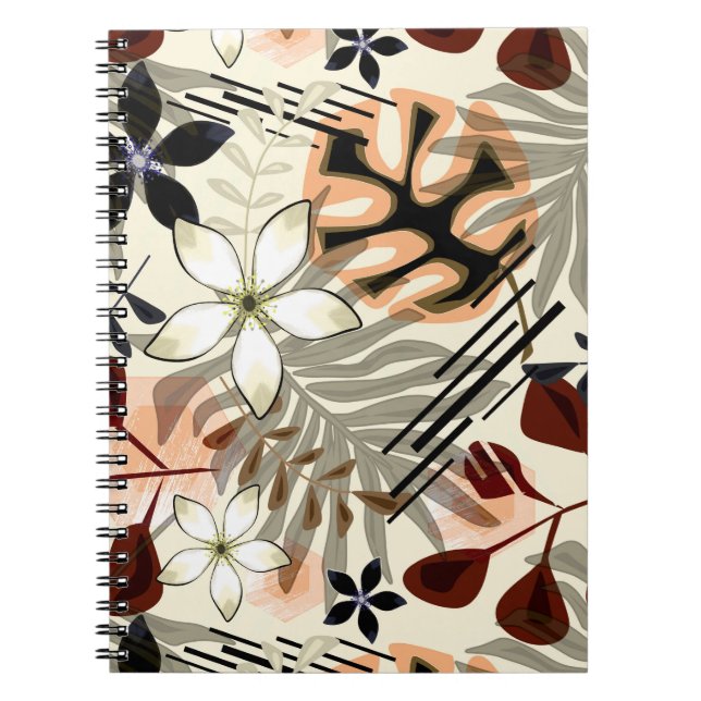 Palm and monstera leaves, tropical notebook (Front)