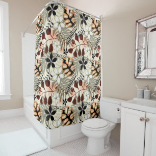 Palm and monstera leaves, tropical shower curtain