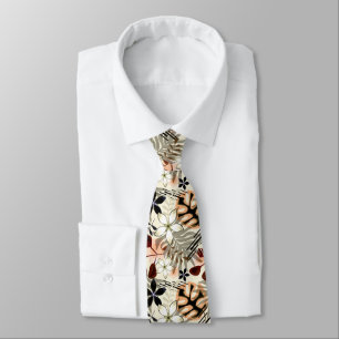 Palm and monstera leaves, tropical tie