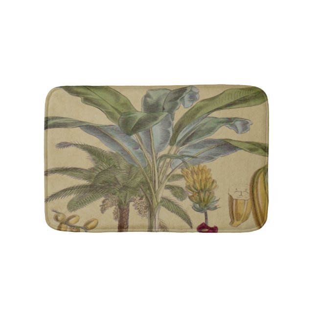 Palm Antique Tropical Fruit Botanical Art Bath Mat (Front)