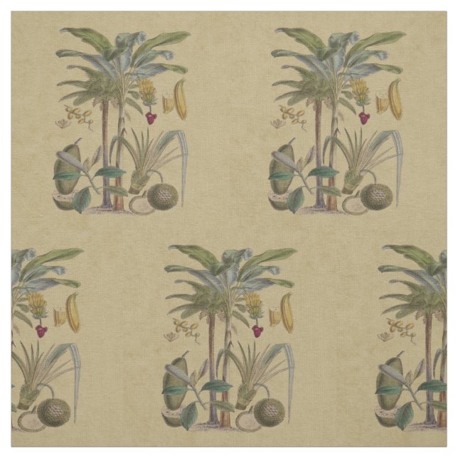 Palm Antique Tropical Fruit Botanical Art Fabric (Swatch)