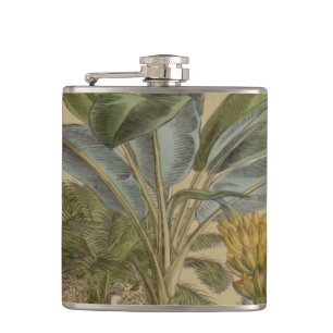 Palm Antique Tropical Fruit Botanical Art Hip Flask