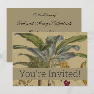 Palm Antique Tropical Fruit Botanical Art Invitation