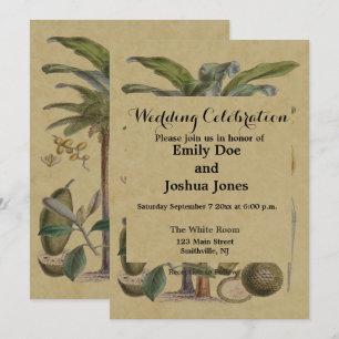 Palm Antique Tropical Fruit Botanical Art Invitation