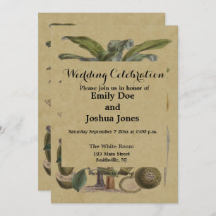 Palm Antique Tropical Fruit Botanical Art Invitation