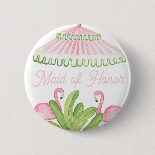Palm Beach Cabana Bach Club | Maid of Honour 6 Cm Round Badge (Front)