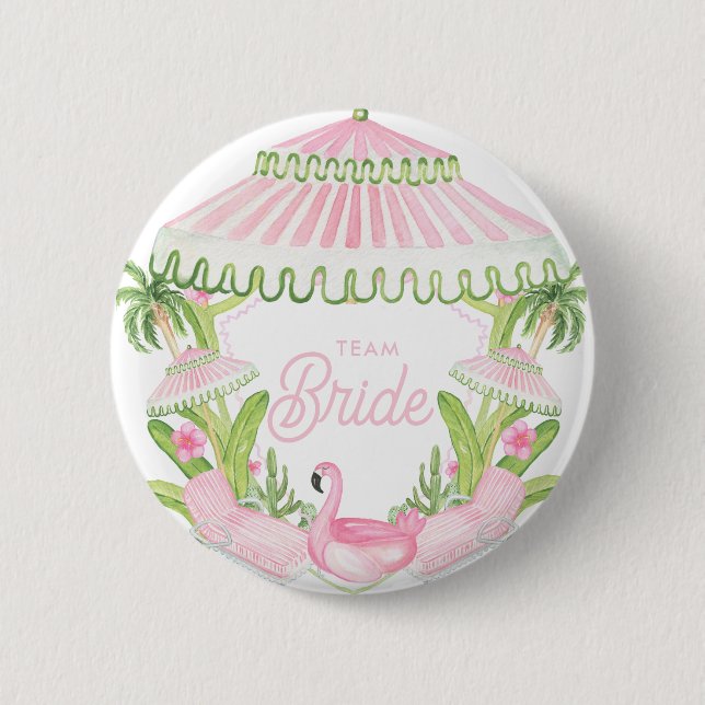 Palm Beach Cabana Bach Club | Team Bride 6 Cm Round Badge (Front)