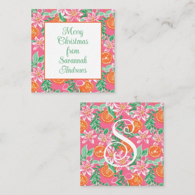 Palm Beach Christmas Orange Ornaments Enclosure Card (Front/Back)