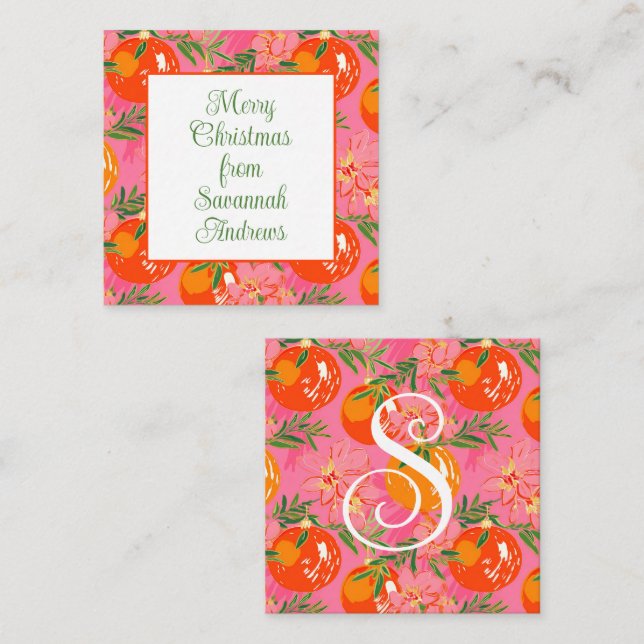 Palm Beach Christmas Pink Ornaments Gift Enclosure Card (Front/Back)