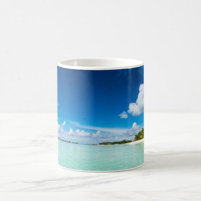 Palm beach deep blue skies aquamarine waters  coffee mug (Center)