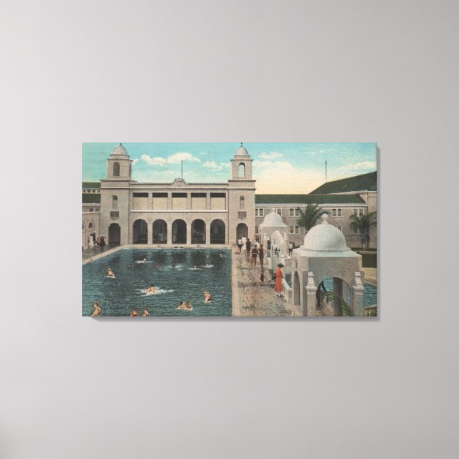 Palm Beach, FL - Outdoor View of Pool & Casino Canvas Print (Front)