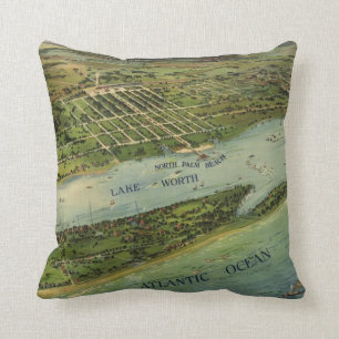 Palm Beach Florida 1915 Antique Map Cushion