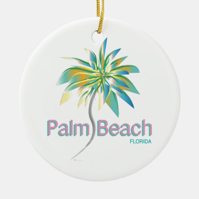 Palm Beach, Florida Ceramic Tree Decoration (Front)