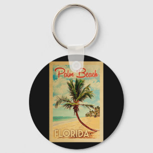 Palm Beach Florida Palm Tree Beach Vintage Travel Key Ring