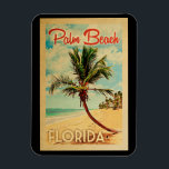 Palm Beach Florida Palm Tree Beach Vintage Travel Magnet<br><div class="desc">Palm Beach Florida design in Vintage Travel style featuring a palm tree on the beach with ocean and sky.</div>