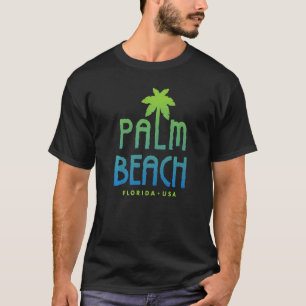 Palm Beach Florida Typographic Palm Tree T-Shirt
