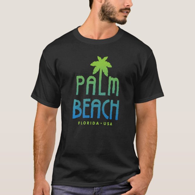 Palm Beach Florida Typographic Palm Tree T-Shirt (Front)