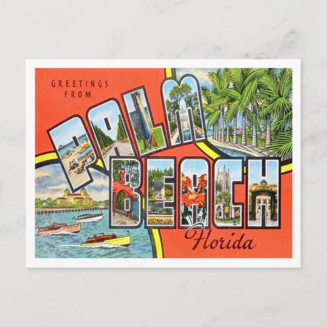 Palm Beach, Florida Vintage Big Letters Postcard (Front)